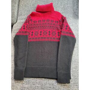 Red & Gray Fair Isle Turtleneck Sweater PM Petite By Studio Works